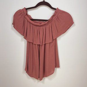 Socialite Ruffle Off the Shoulder Top, Size M